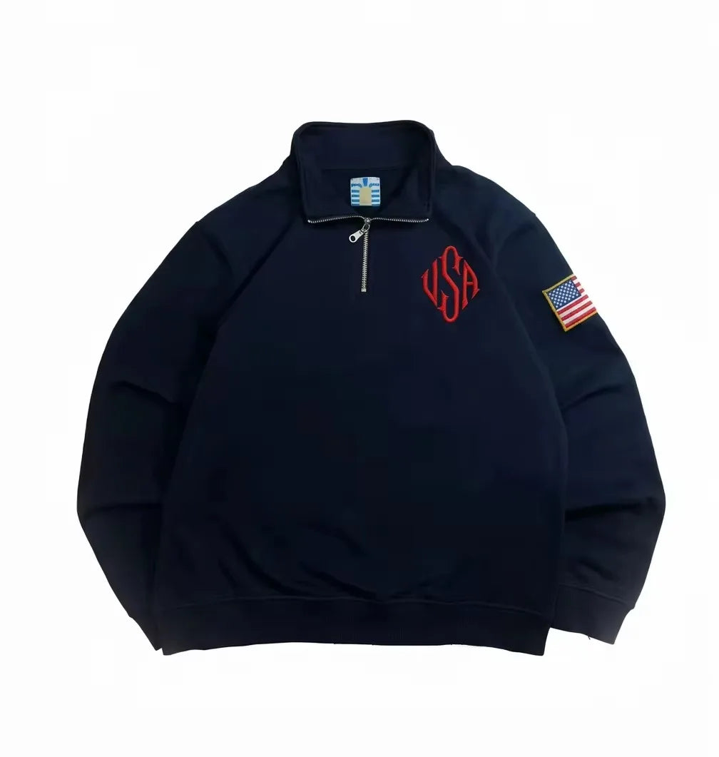 Y2K Quarter-Zip Embroidered Sweatshirt